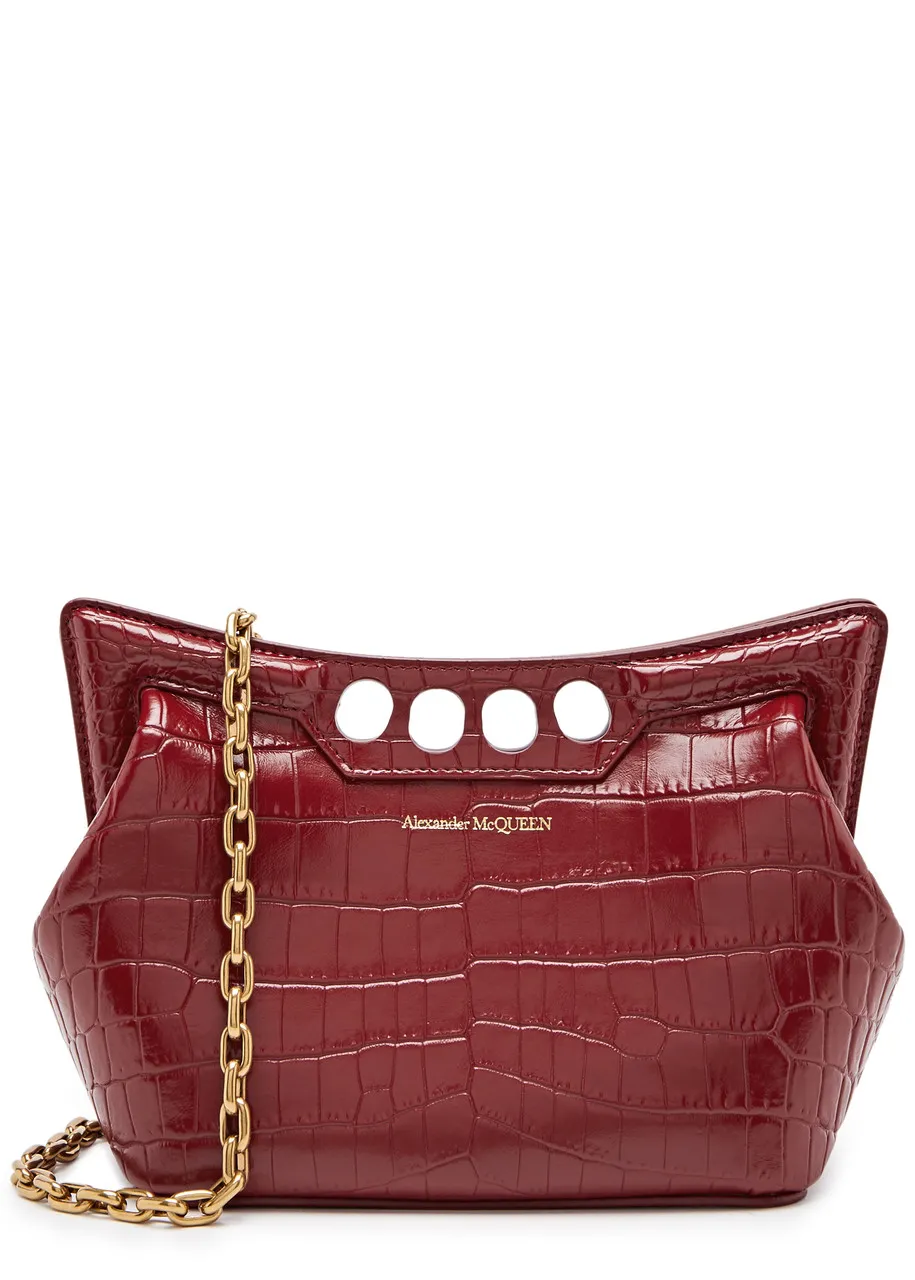 ALEXANDER MCQUEEN The Peak mini crocodile-effect faux leather cross-body bag -                         -                     -  