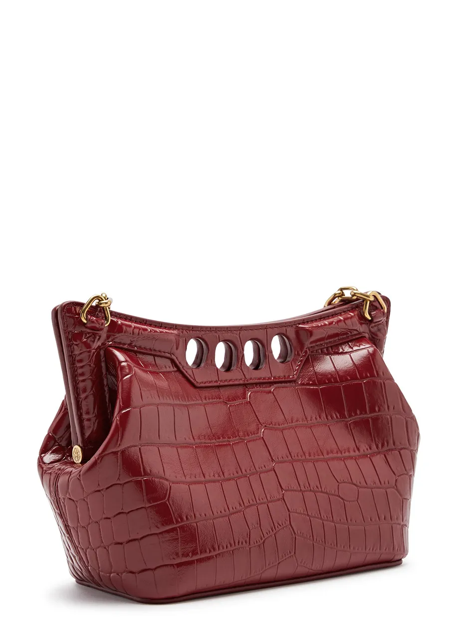 ALEXANDER MCQUEEN The Peak mini crocodile-effect faux leather cross-body bag -                         -                     -  