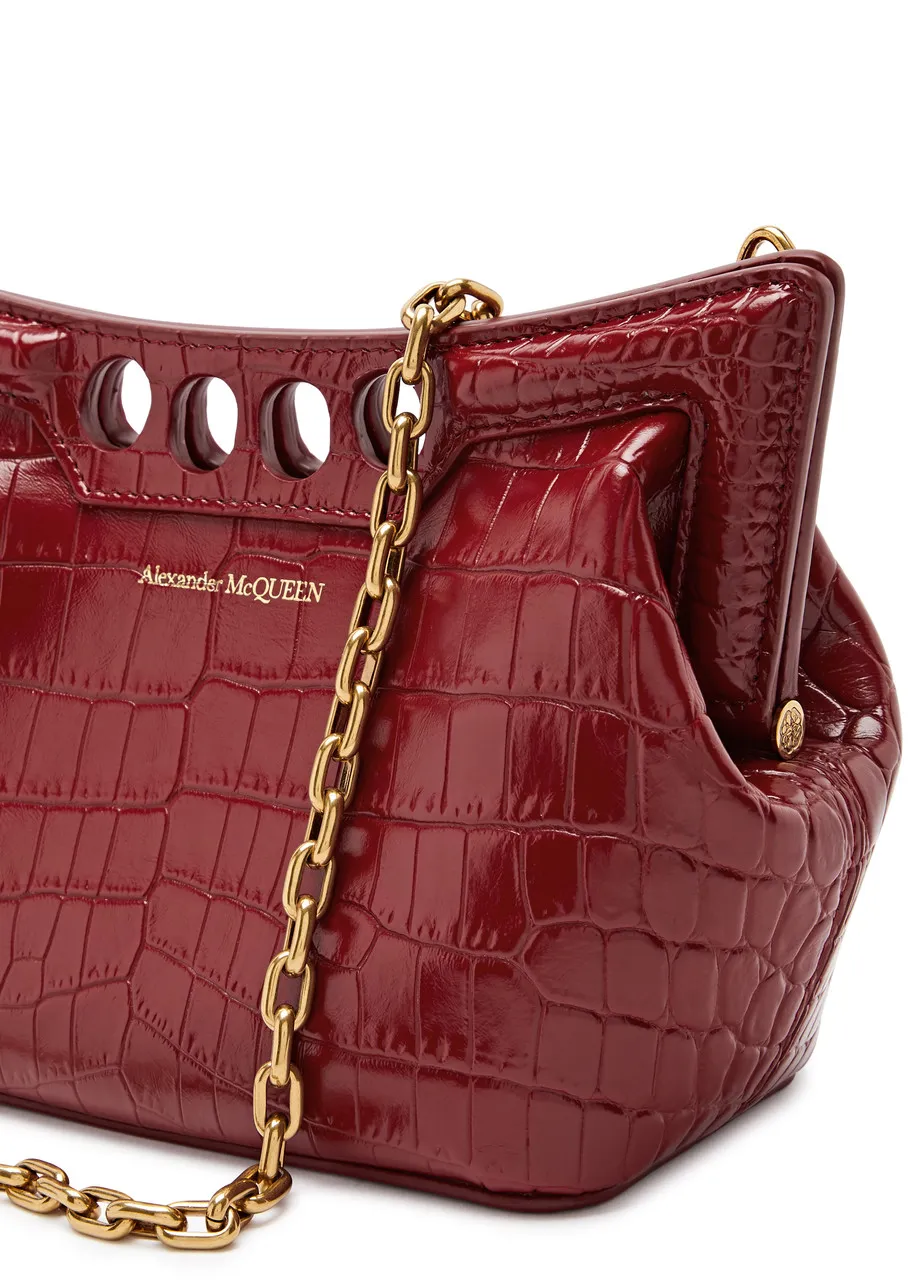 ALEXANDER MCQUEEN The Peak mini crocodile-effect faux leather cross-body bag -                         -                     -  