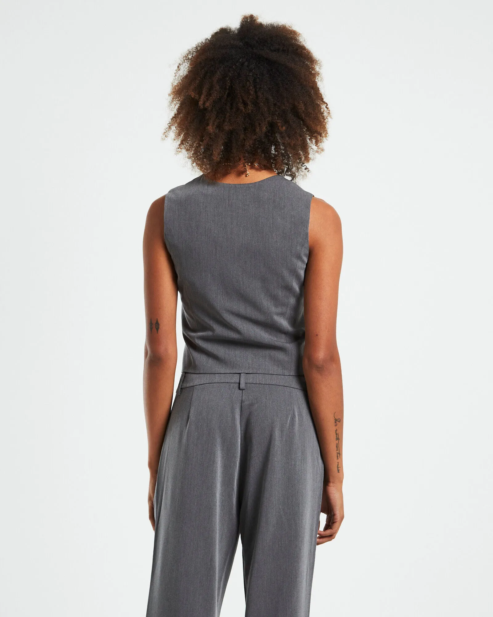 Alice In The Eve Mandy Longline Tailored Vest Grey