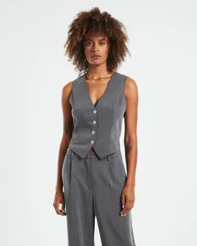 Alice In The Eve Mandy Longline Tailored Vest Grey