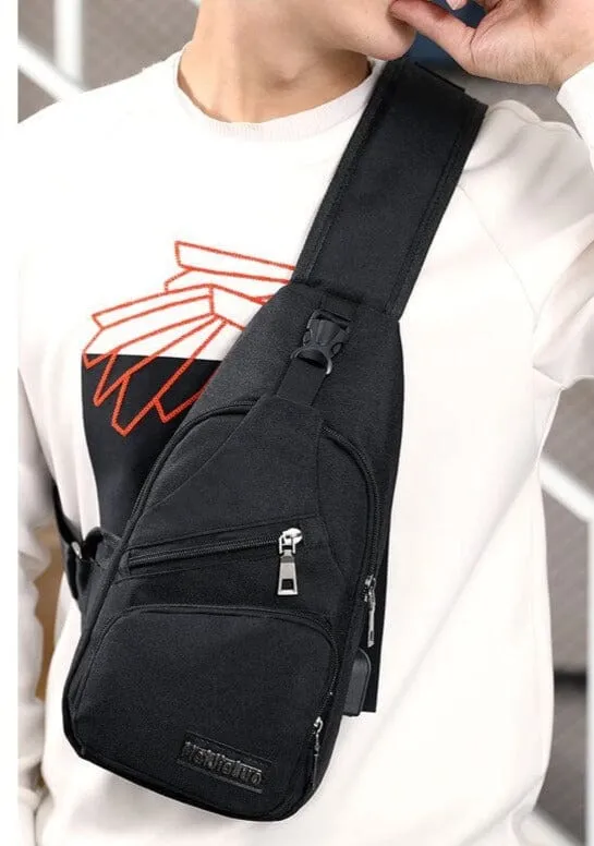 Angry Bag - Cross-Shoulder Backpack with USB Casual Small