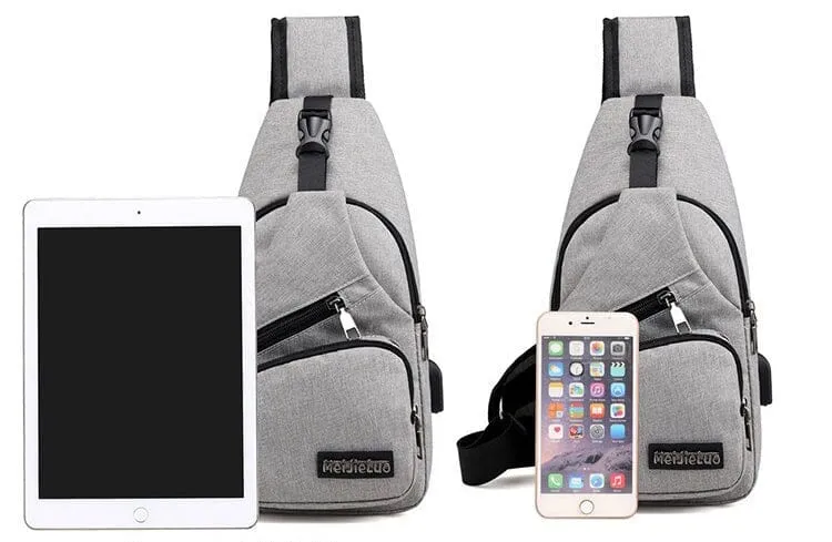 Angry Bag - Cross-Shoulder Backpack with USB Casual Small