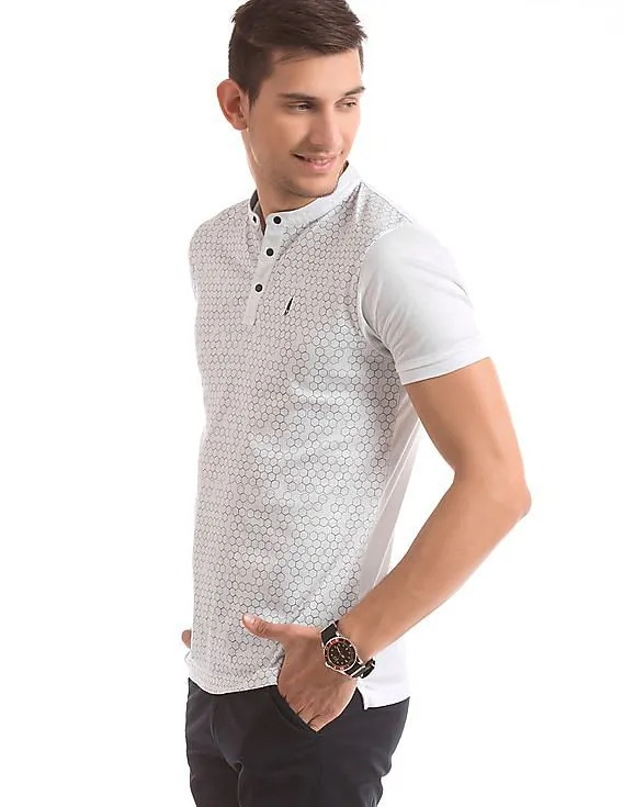 Arrow Newyork Printed Mandarin Polo Shirt