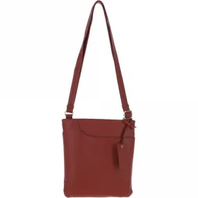 Ashwood Curve  Zip Top Leather Cross Body Bag Red: 63028