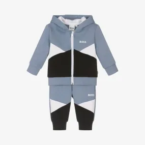 Baby Boys Black & Blue Colourblock Tracksuit