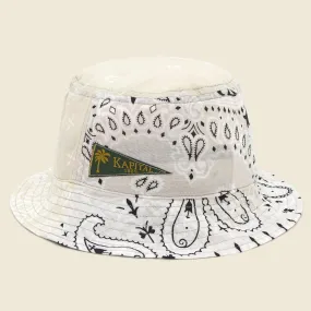 Bandana Patchwork Short Brim Bucket Hat - White