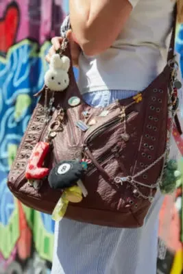 BDG Washed Faux Leather Slouch Bag - Maroon at Urban Outfitters