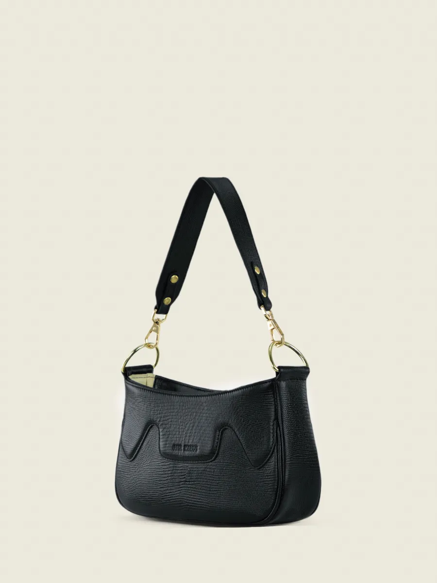 Black Leather Half Moon Bag for Women - Garance 1960 Jet Black | PAUL MARIUS