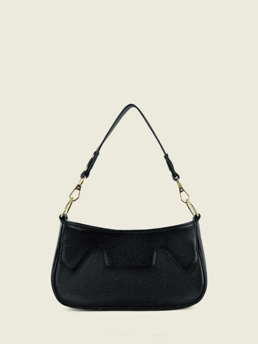 Black Leather Half Moon Bag for Women - Garance 1960 Jet Black | PAUL MARIUS