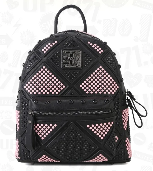 Black Pink Studs Gothic Punk Rock Backpack