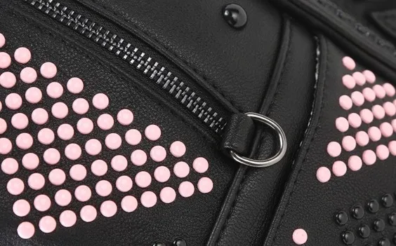 Black Pink Studs Gothic Punk Rock Backpack