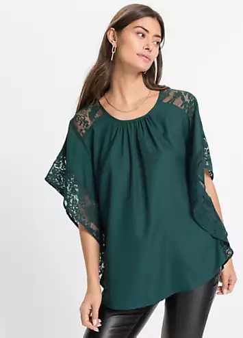 bonprix Lace Sleeve Tunic in Recycled Polyester | Grattan