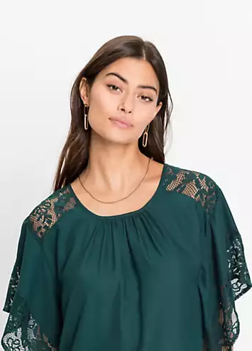 bonprix Lace Sleeve Tunic in Recycled Polyester | Grattan