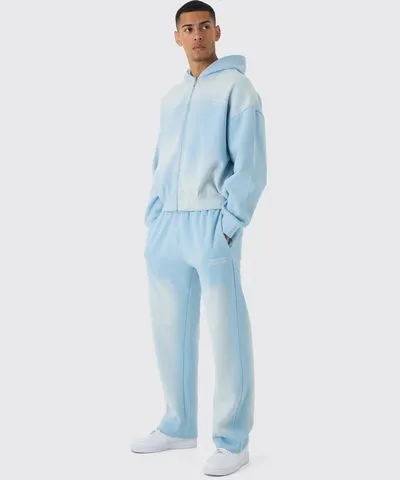 boohoo Mens Oversized Boxy Spray Wash Tracksuit