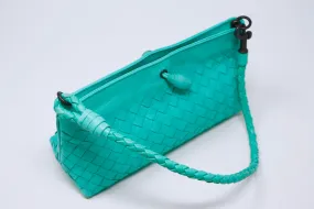 BOTTEGA VENETA Turquoise Intrecciato Leather Bag