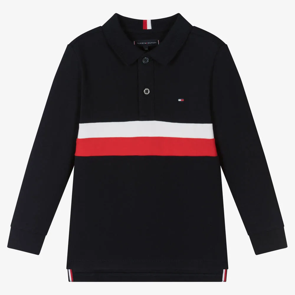 Boys Navy Blue Cotton Polo Shirt