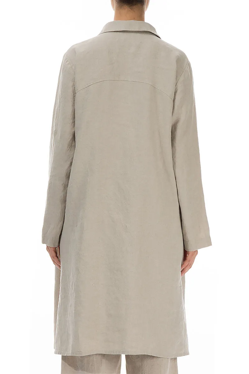 Buttoned Natural Linen Shirt Tunic