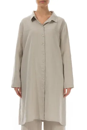 Buttoned Natural Linen Shirt Tunic