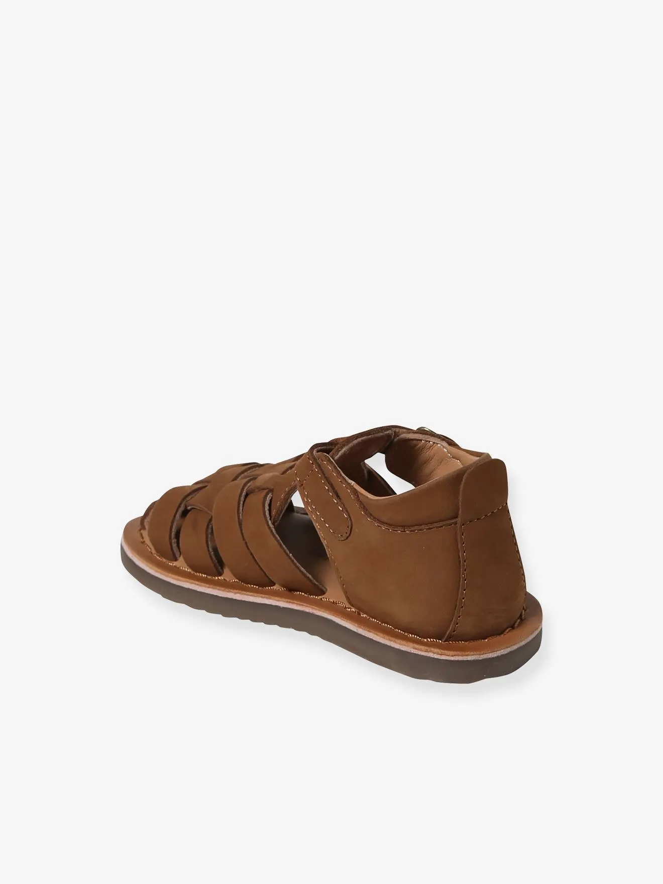 Closed Leather Sandals with Buckle for Babies - brown