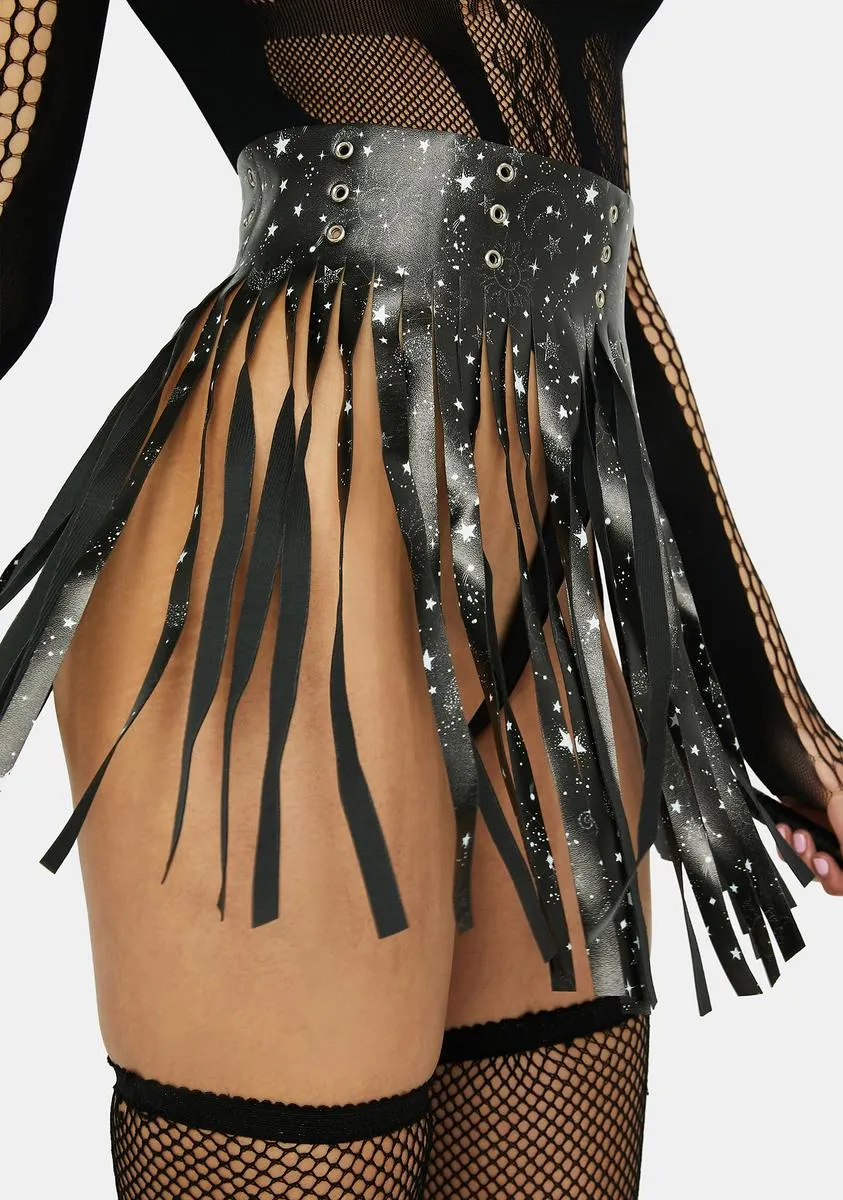 Cosmic Fringe Belt Skirt-