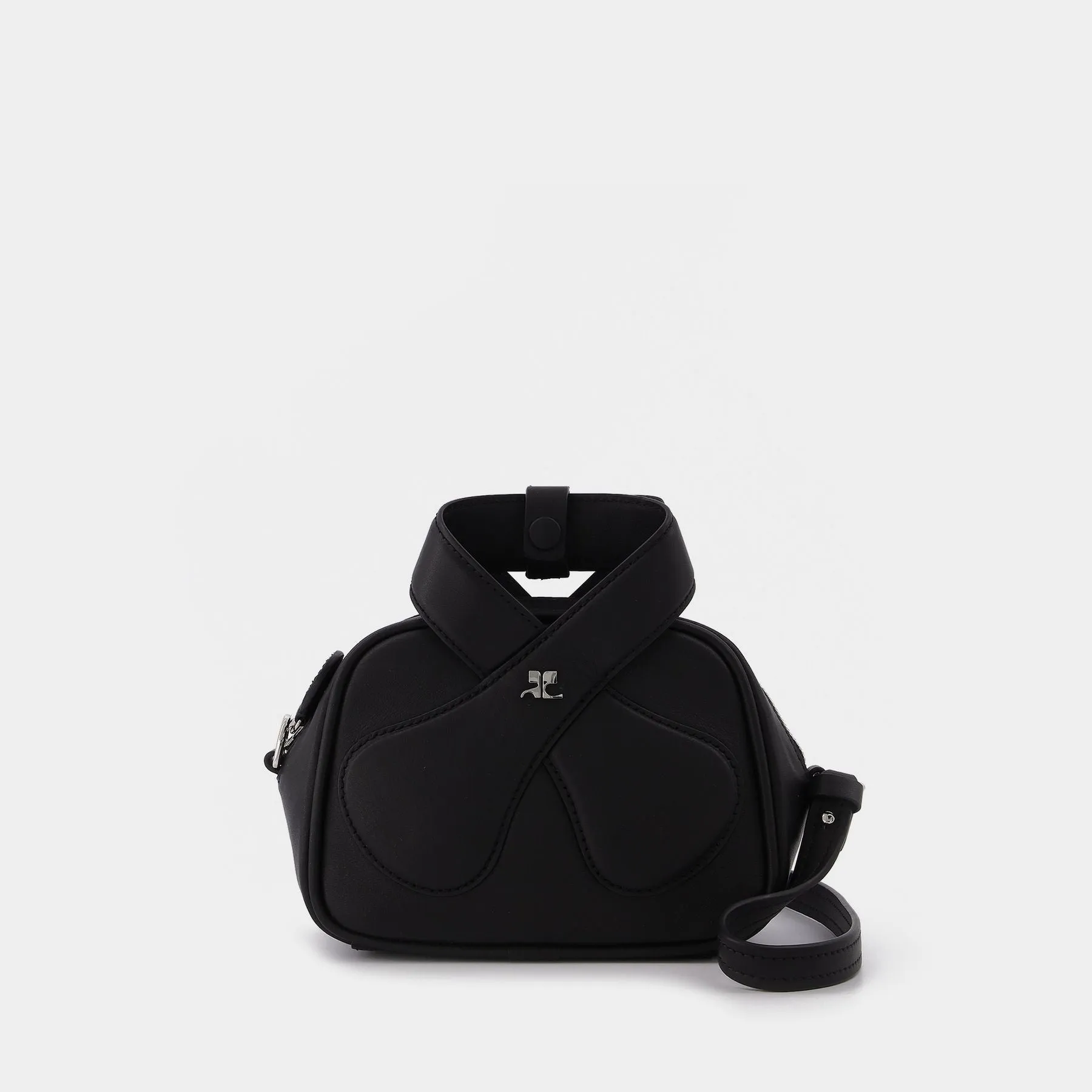 Courreges  Leather Loop Baguette Bag in black leather