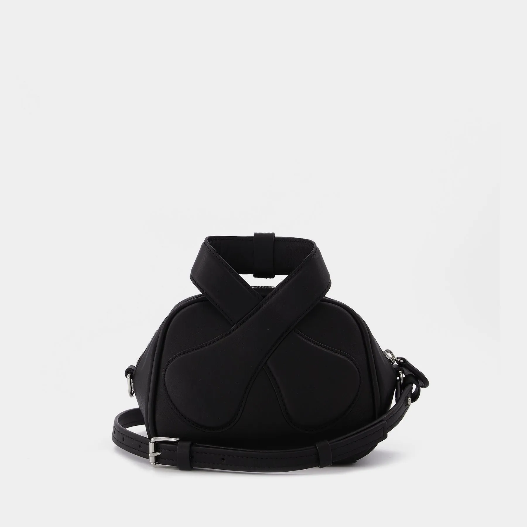 Courreges  Leather Loop Baguette Bag in black leather