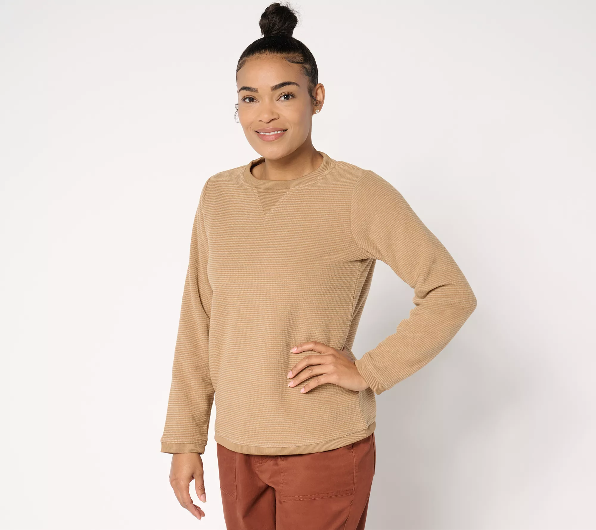 Denim & Co. Chenille Fleece Long-Sleeve Sweatshirt