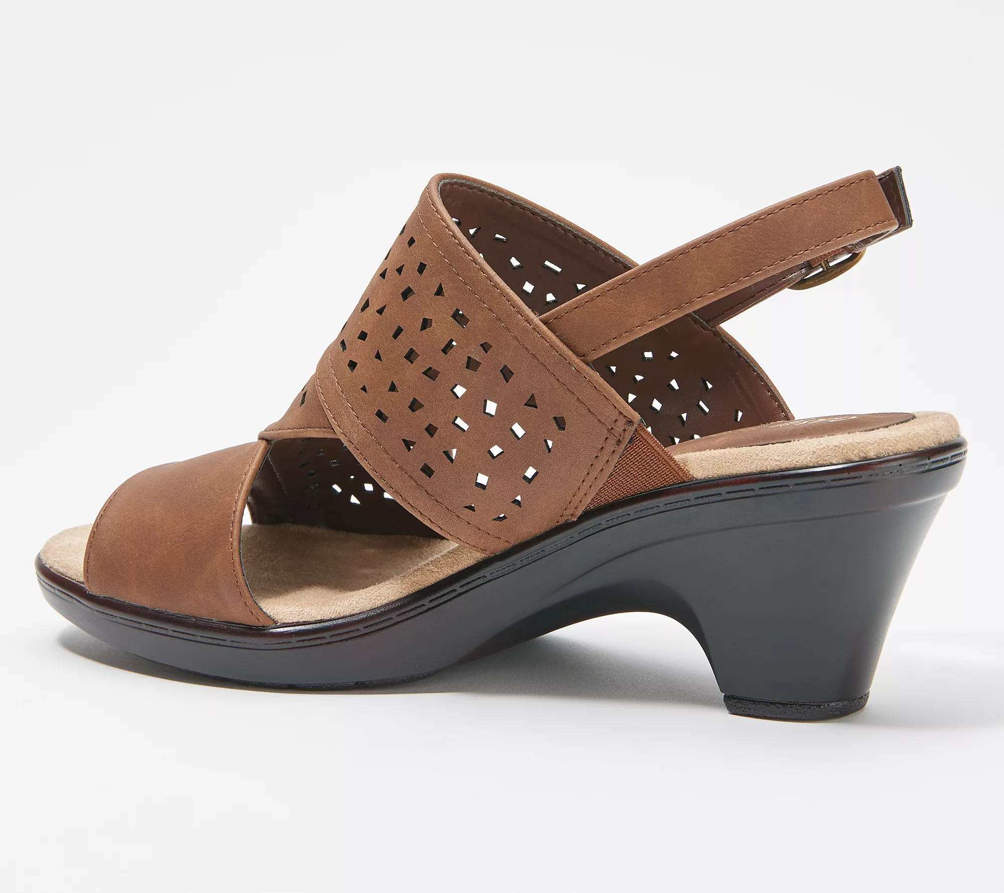 Easy Street Perforated Block Heeled Sandals - Charleigh