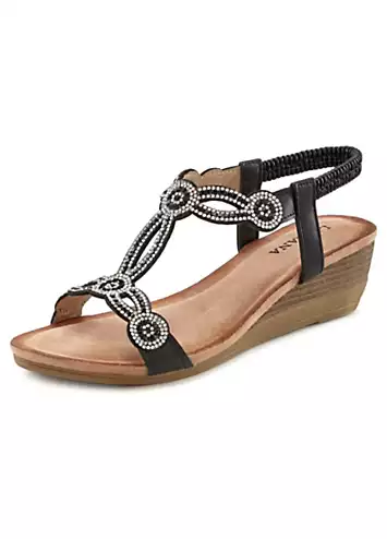 Embellished Strap Wedge Sandals by LASCANA | Look Again