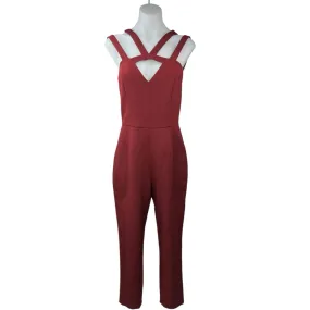 Express Red Double Strap Sleeveless Cutout Tapered Crop Ankle Jumpsuit Romper 6