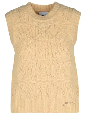 GANNI    Ganni Beige Wool Blend Vest