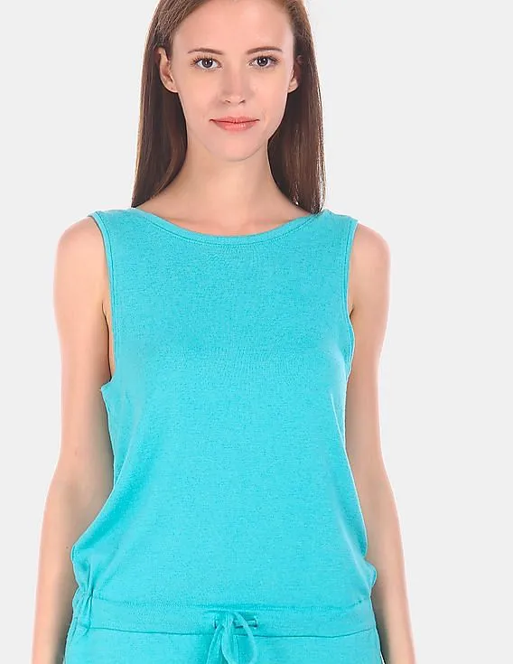 GAP Women Turquoise Softspun Knit Scoop Back Romper