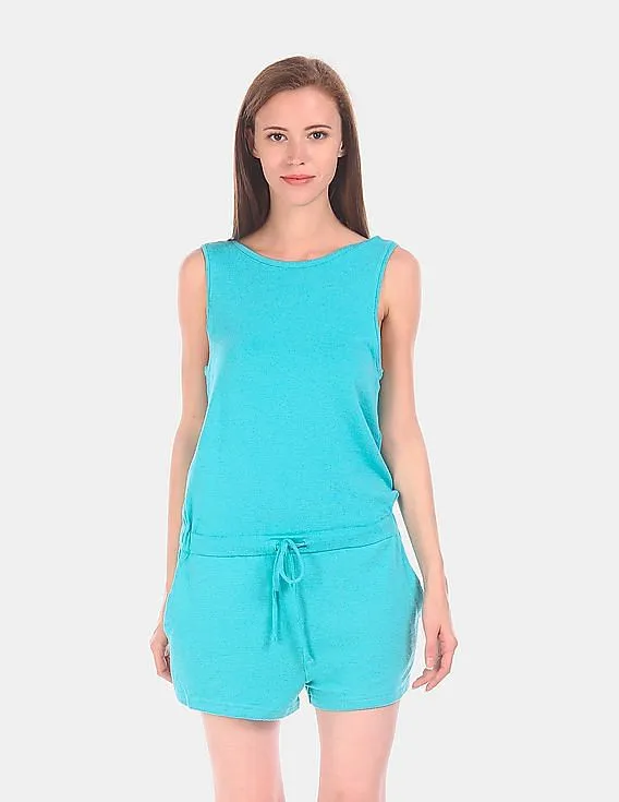 GAP Women Turquoise Softspun Knit Scoop Back Romper