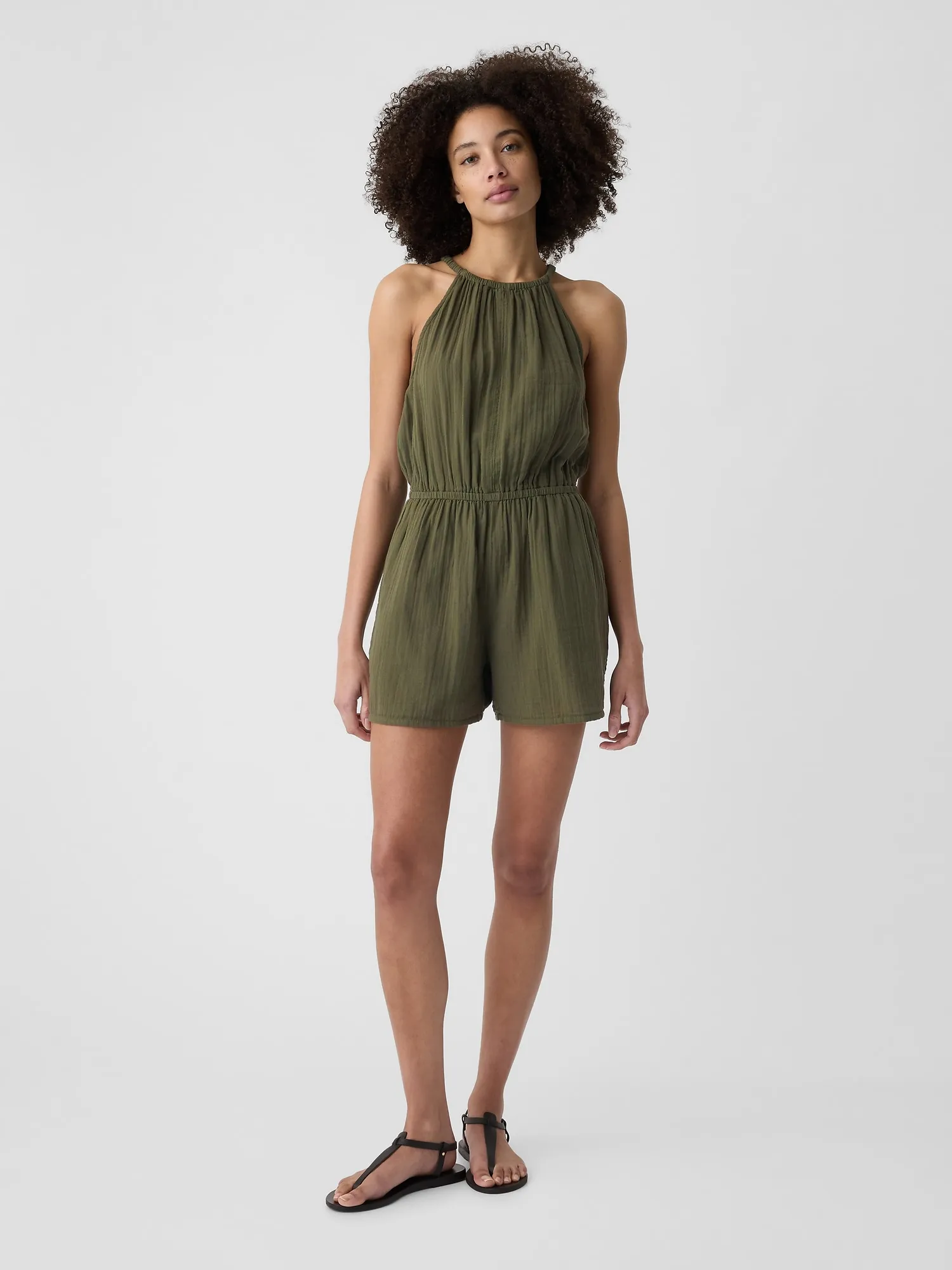 Gauze Halter Romper