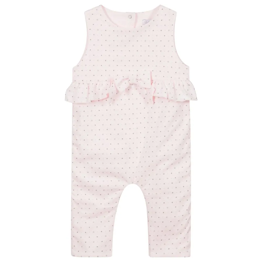 Girls Pink Cotton Romper