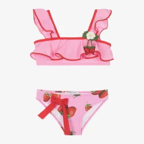 Girls Pink Strawberry Bikini Set (UV50)