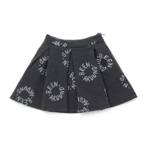 girls pleated fleece skirt with been around print