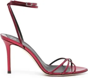 Giuseppe Zanotti 100mm metallic leather strapy sandals Red