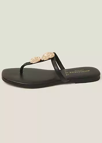 Hammered Metal Leather Sandals by Accessorize | Look Again