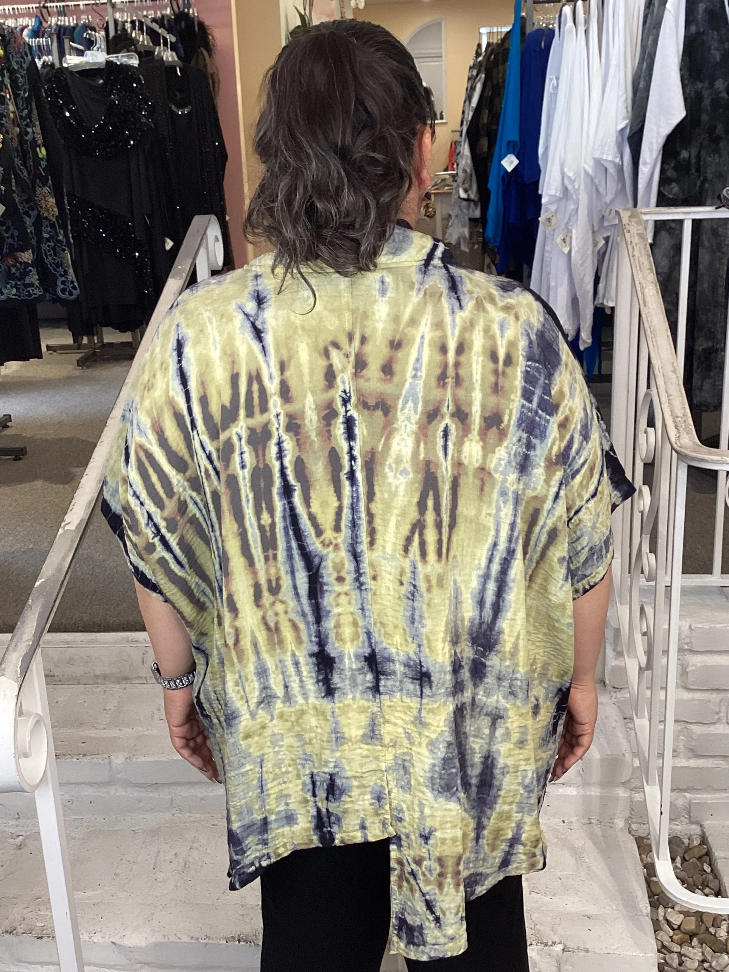 HAND DYE ASYM TUNIC- TREE FERN