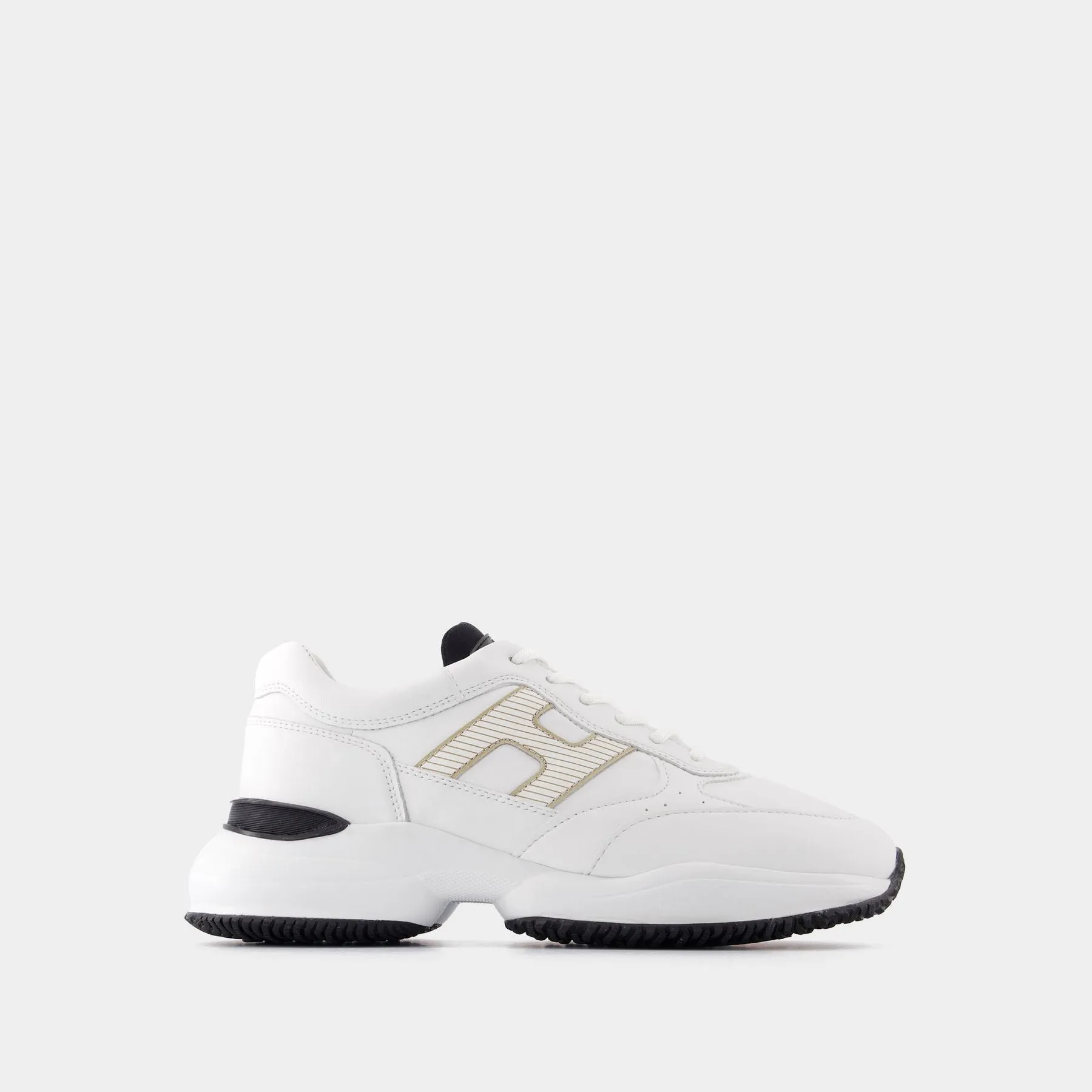 Hogan  Interaction Allacciato H Laser Sneakers in White Canvas