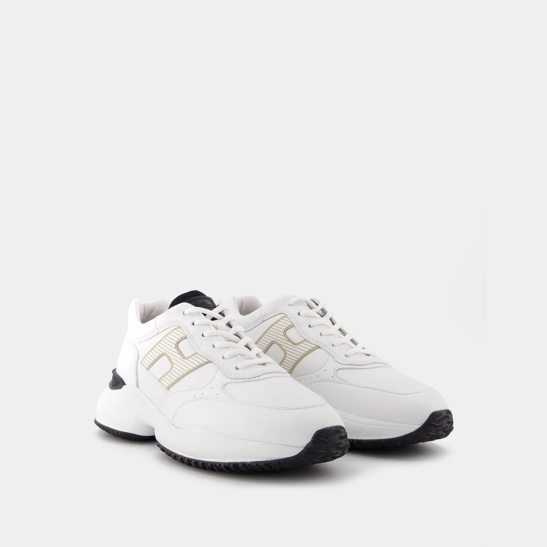 Hogan  Interaction Allacciato H Laser Sneakers in White Canvas