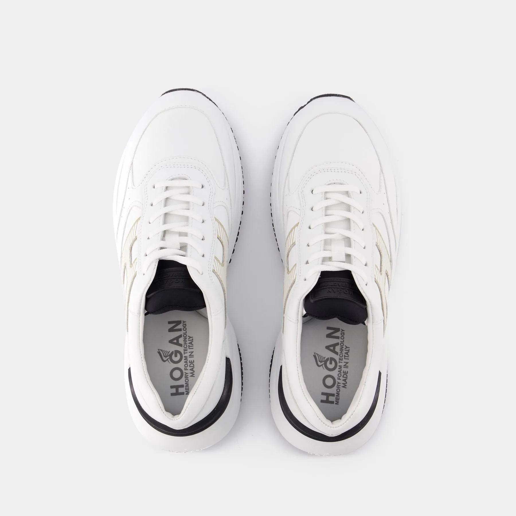 Hogan  Interaction Allacciato H Laser Sneakers in White Canvas