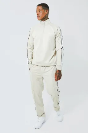 Homme Side Panel Tricot Funnel Neck Tracksuit | boohooMAN UK