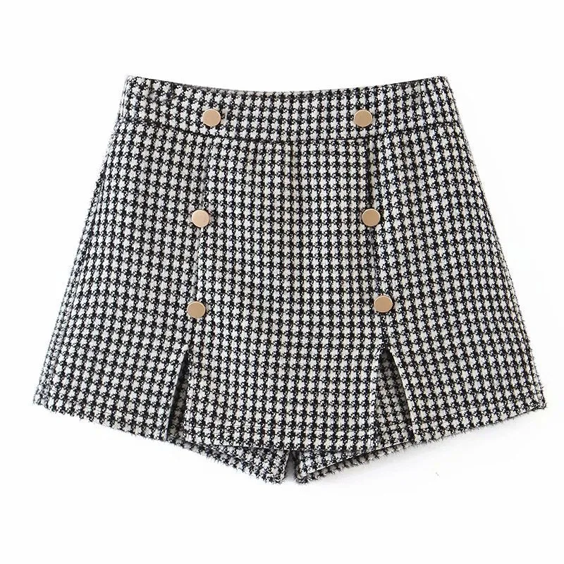 Houndstooth Shorts Skirt Women