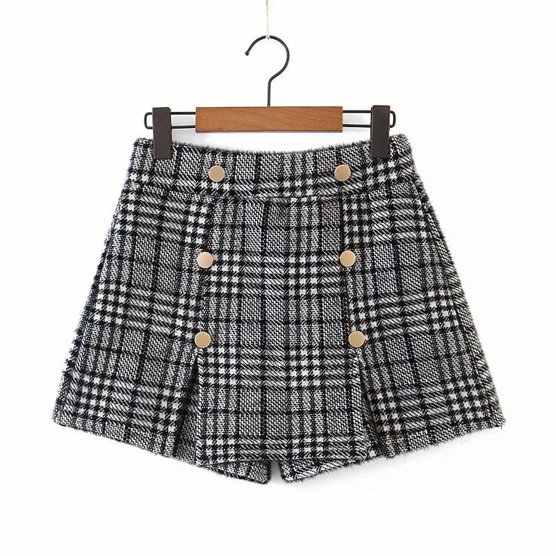 Houndstooth Shorts Skirt Women