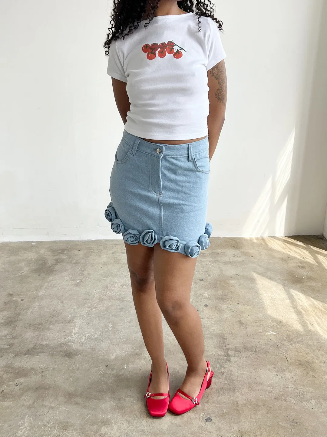 Ira Roses Skirt - Denim