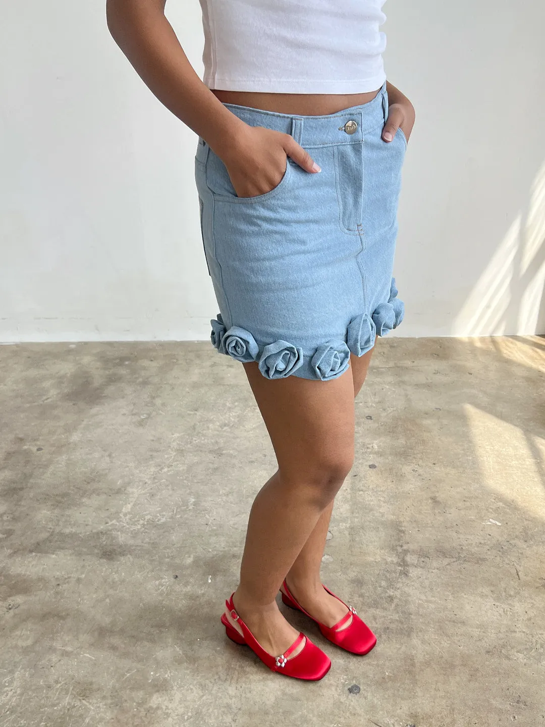 Ira Roses Skirt - Denim