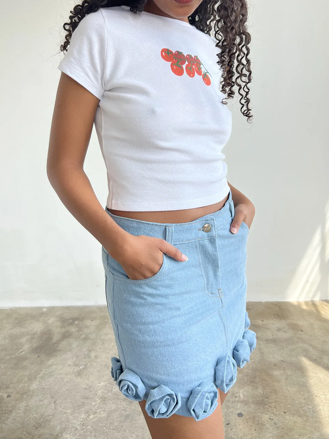 Ira Roses Skirt - Denim